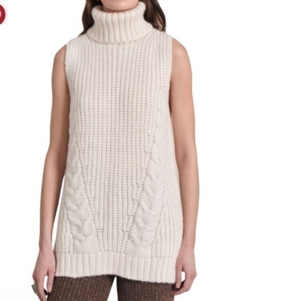 ELEVEN SIX Ivory Taylr Tunic Turtleneck Sleeveless Sweater